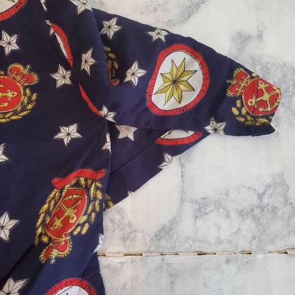 Vintage Pendleton Shirt 16 XL Button up Classic Navy Nautical Rayon Short Sleeve - Picture 6 of 8